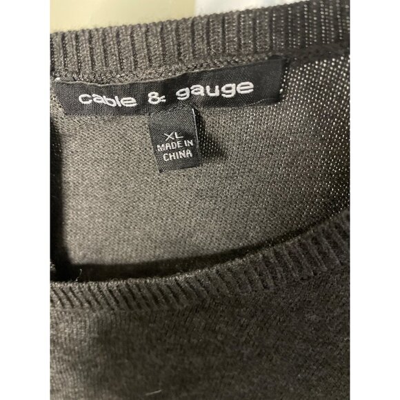 Cable & Gauge Charcoal Gray Boatneck Long Sleeve Knit Sweater Sz XL - Picture 6 of 11